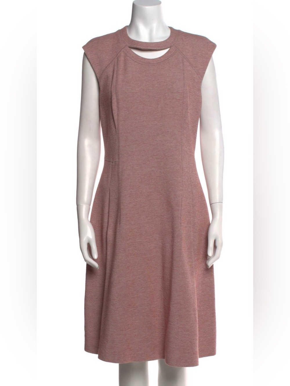 Akris Punto Pink Cotton Blend Cutout Neck A-Line Dress Sleeveless Size US 10
